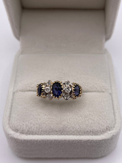 9ct gold iolite and diamond ring