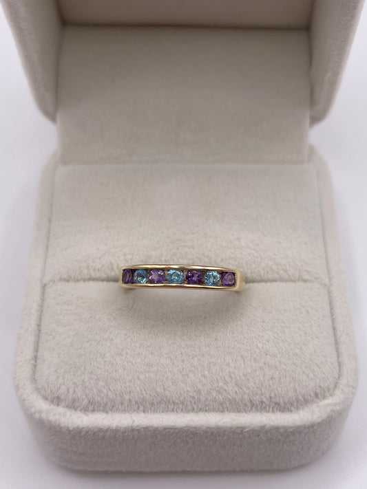 9ct gold amethyst and topaz ring