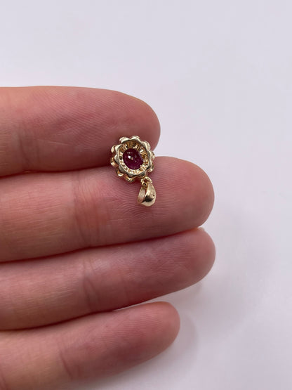 9ct gold ruby and diamond pendant