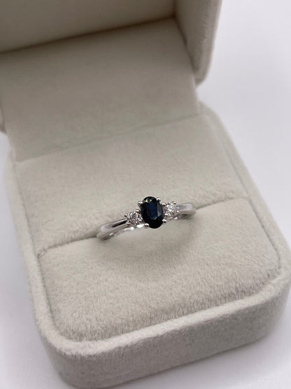 9ct white gold sapphire and diamond ring