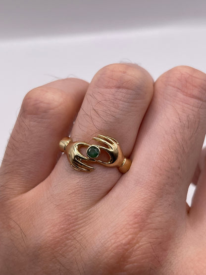 9ct gold emerald hand ring