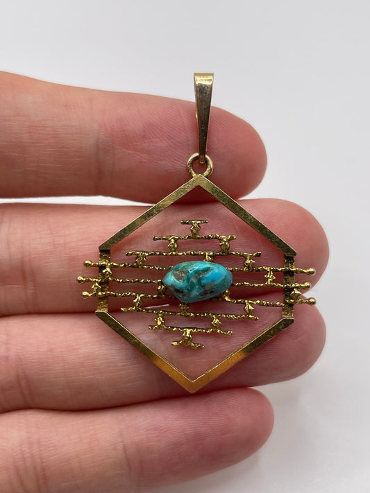 9ct gold turquoise pendant