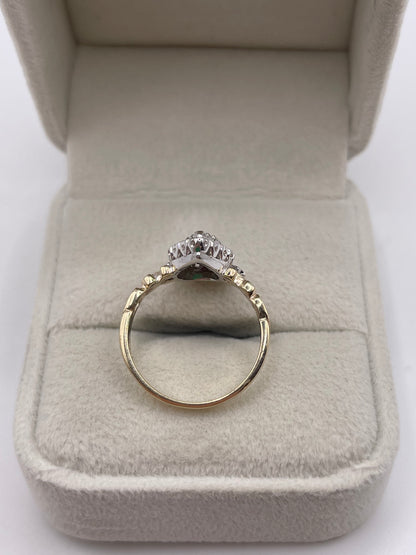 9ct gold emerald and diamond heart ring