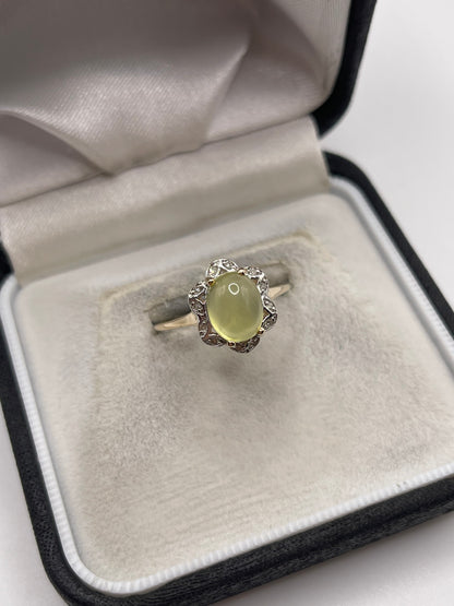 9ct gold quartz and diamond ring