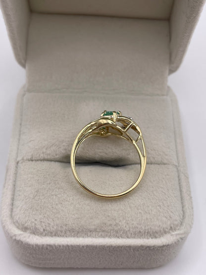 9ct gold emerald and diamond ring