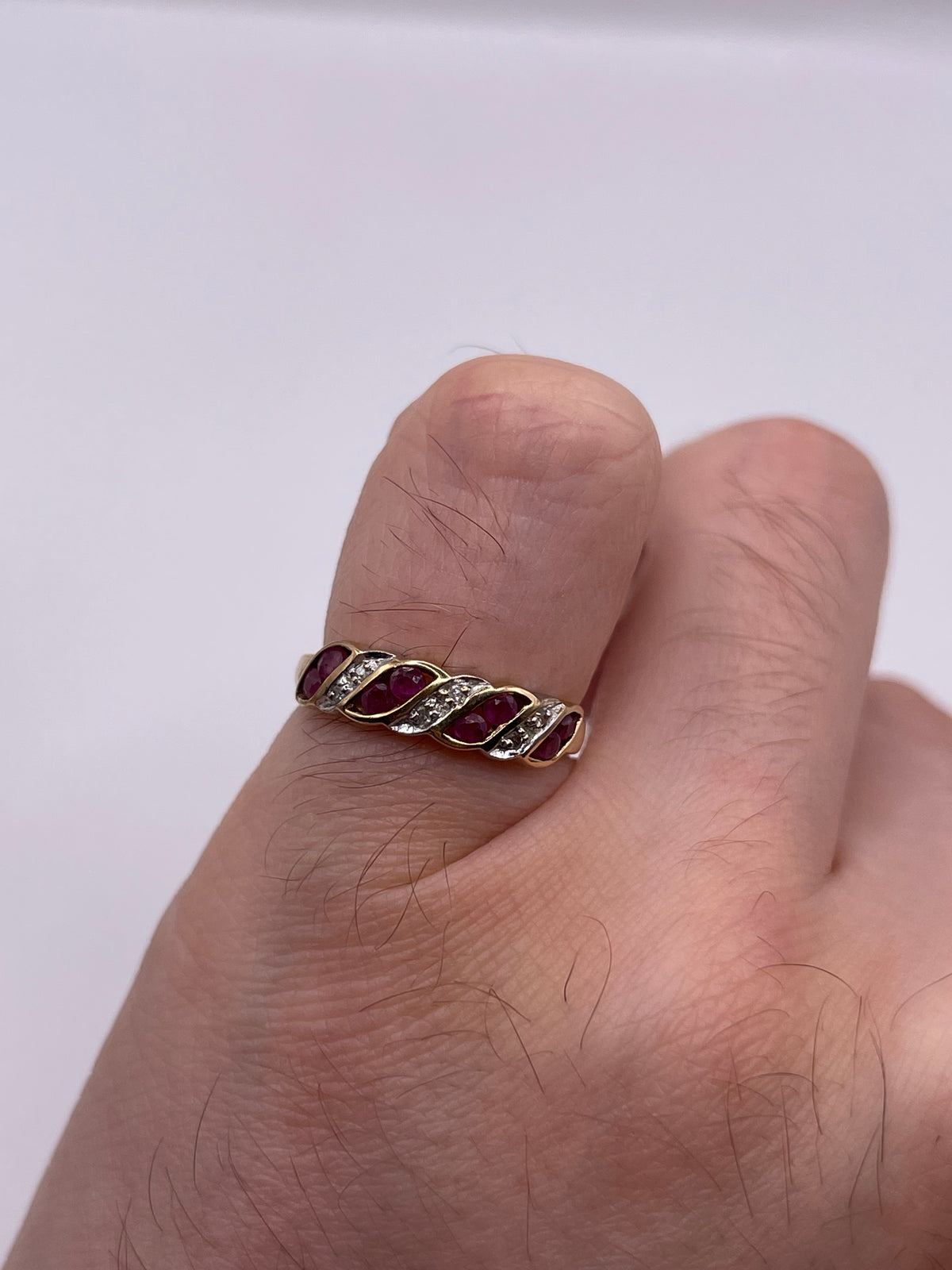 9ct gold ruby and diamond ring