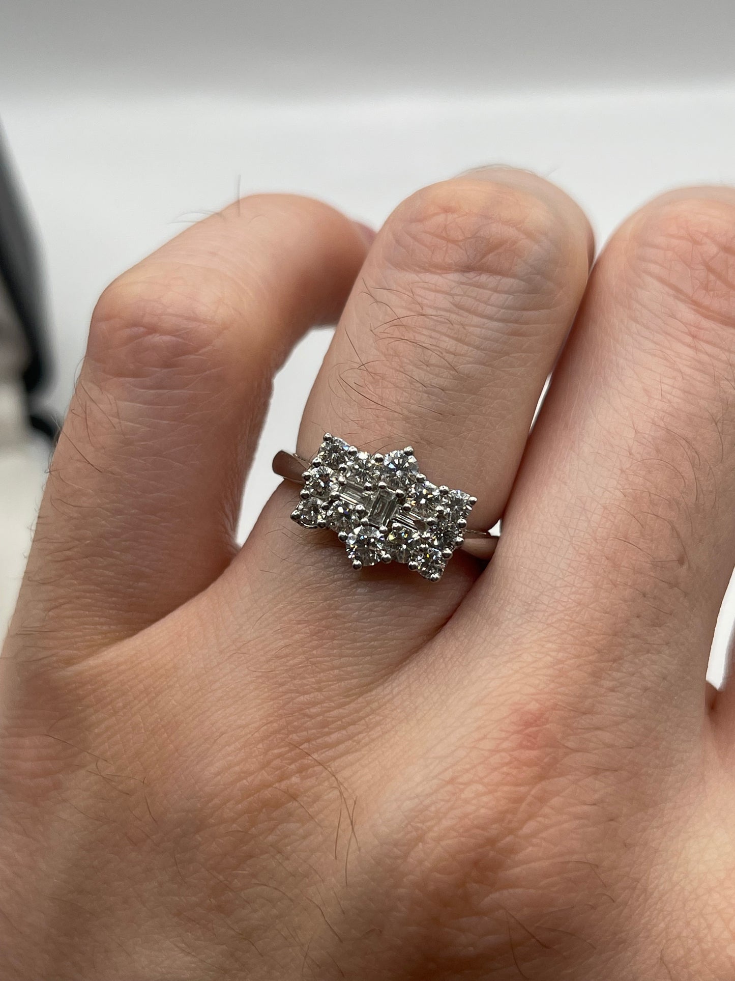 Platinum 1ct diamond cluster ring