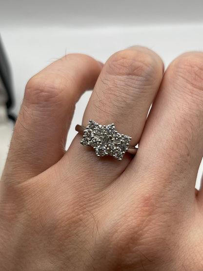 Platinum 1ct diamond cluster ring