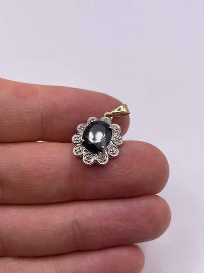 9ct gold sapphire and diamond pendant