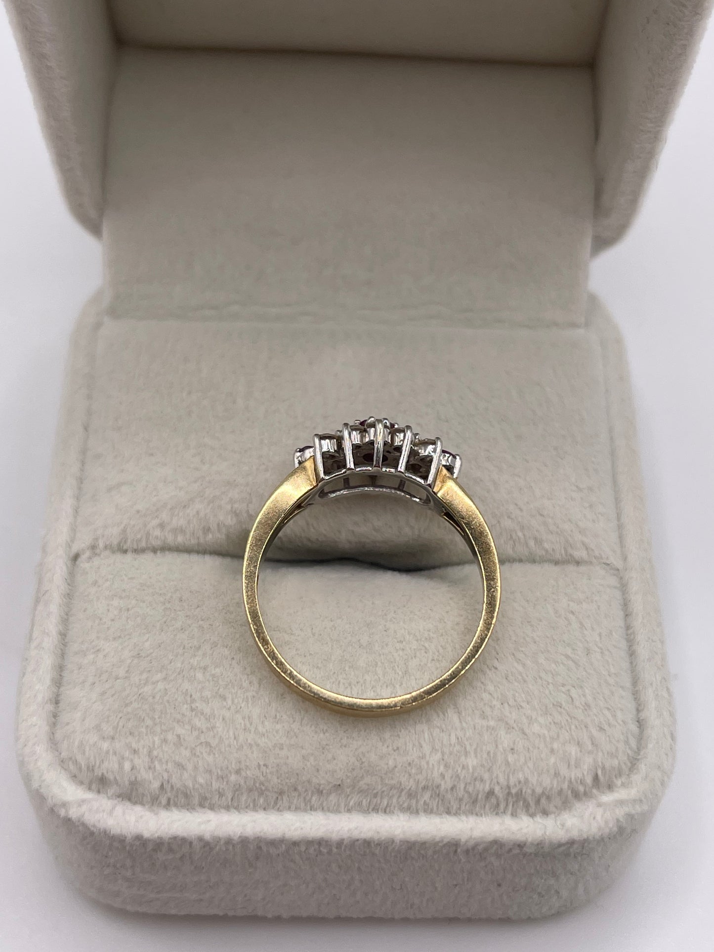 9ct gold ruby and diamond ring