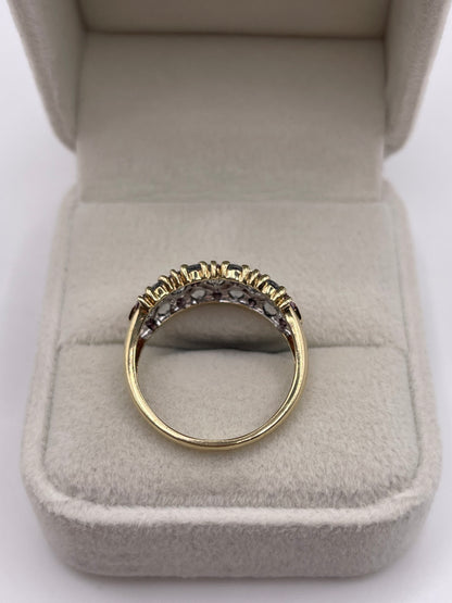 9ct gold aquamarine and pink topaz ring