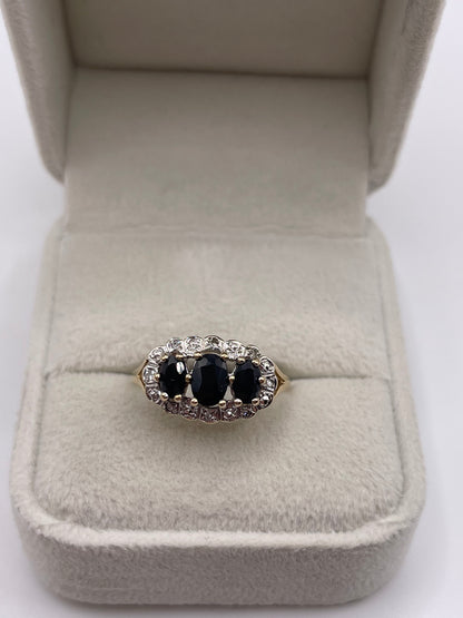 9ct gold sapphire and diamond ring