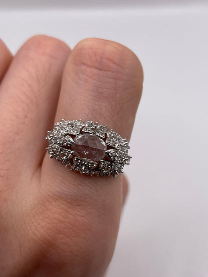 9ct gold white zircon cluster ring