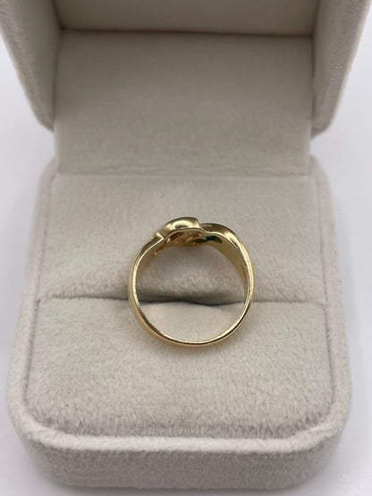 9ct gold green agate and cz ring