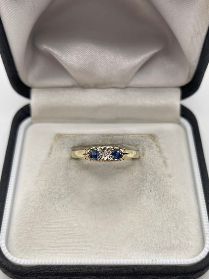 9ct gold sapphire and diamond ring