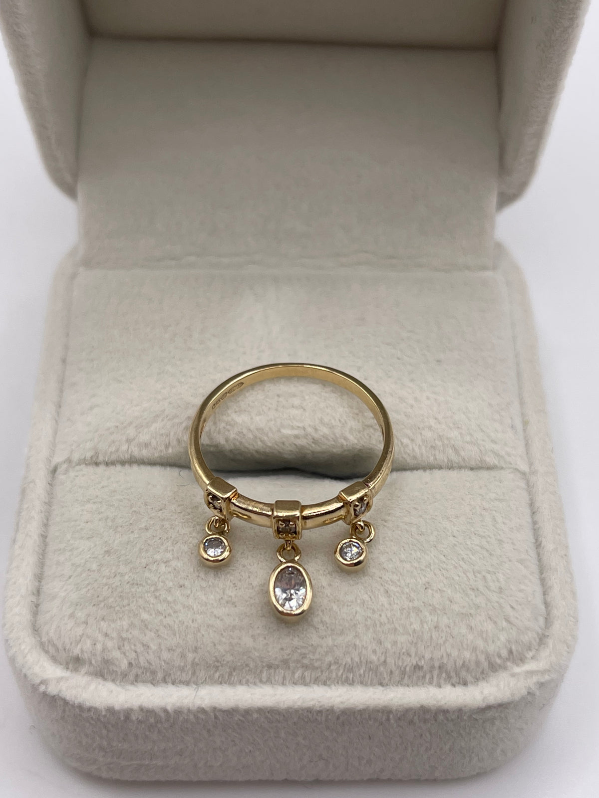 9ct gold cz charm ring