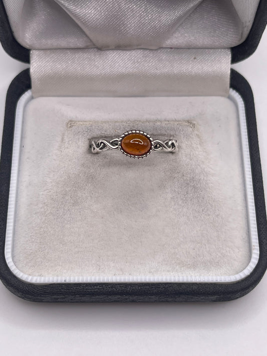 Silver amber ring