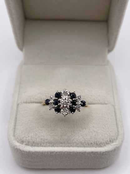 9ct gold sapphire and diamond ring