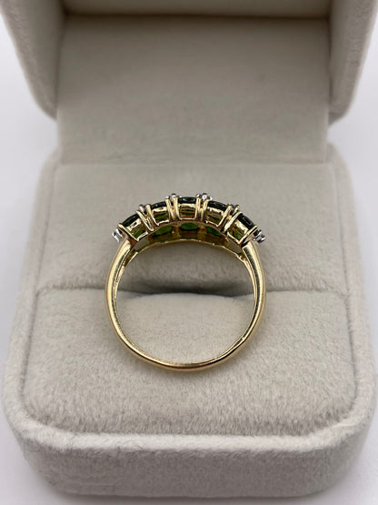 9ct gold diopside and diamond ring
