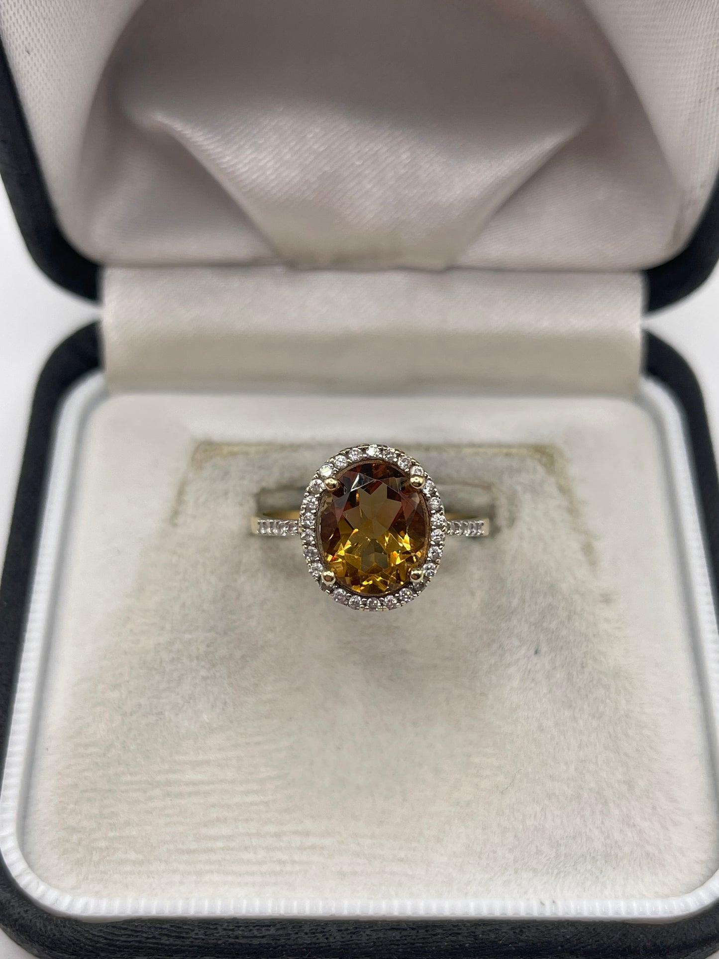 14ct gold citrine and zircon ring