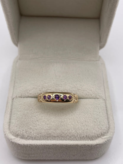 9ct gold amethyst gypsy ring