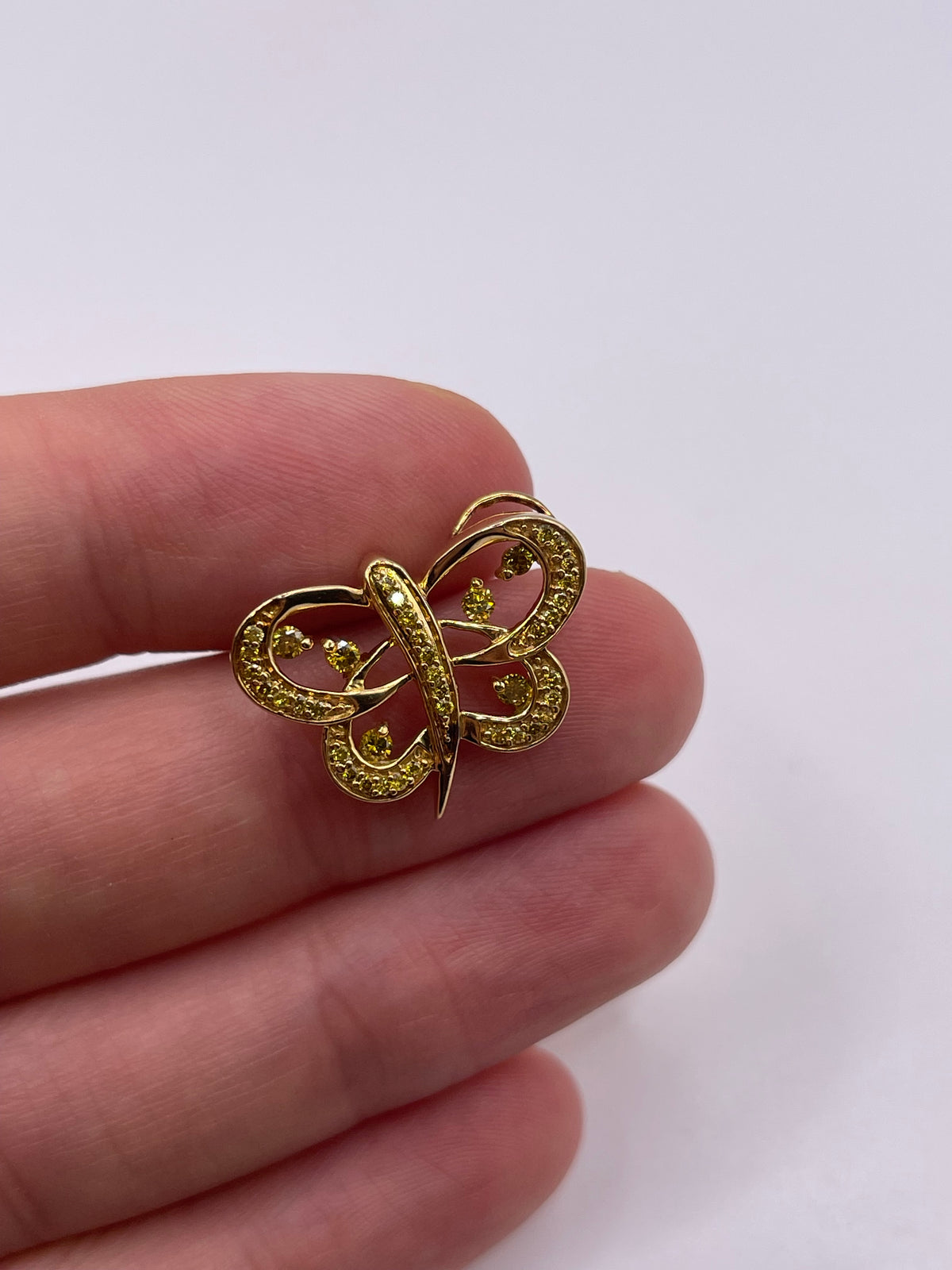 9ct gold yellow diamond butterfly pendant