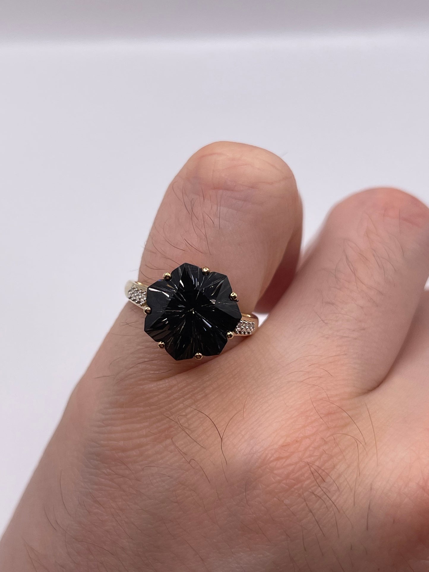 Glenn Lehrer 9ct gold Smokey quartz and zircon ring