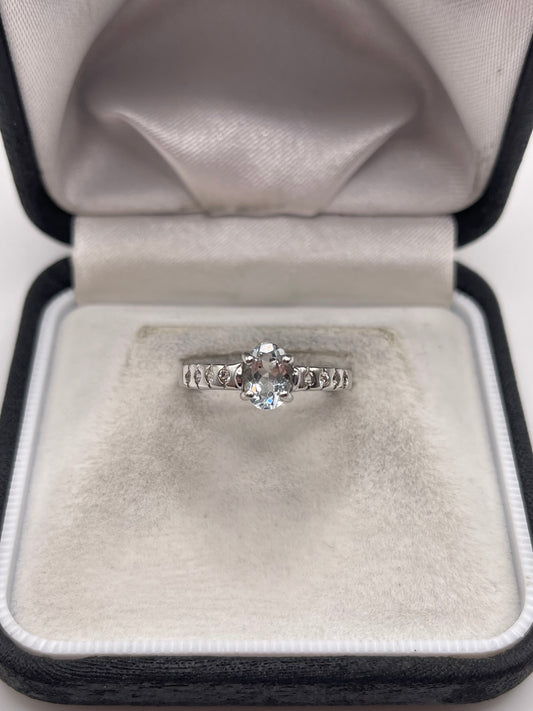 9ct gold aquamarine and topaz ring