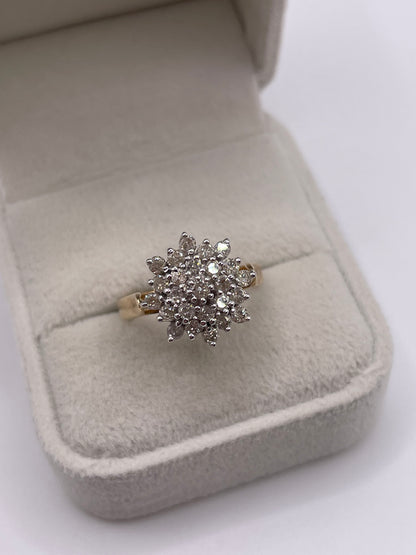 9ct gold 1ct diamond cluster ring