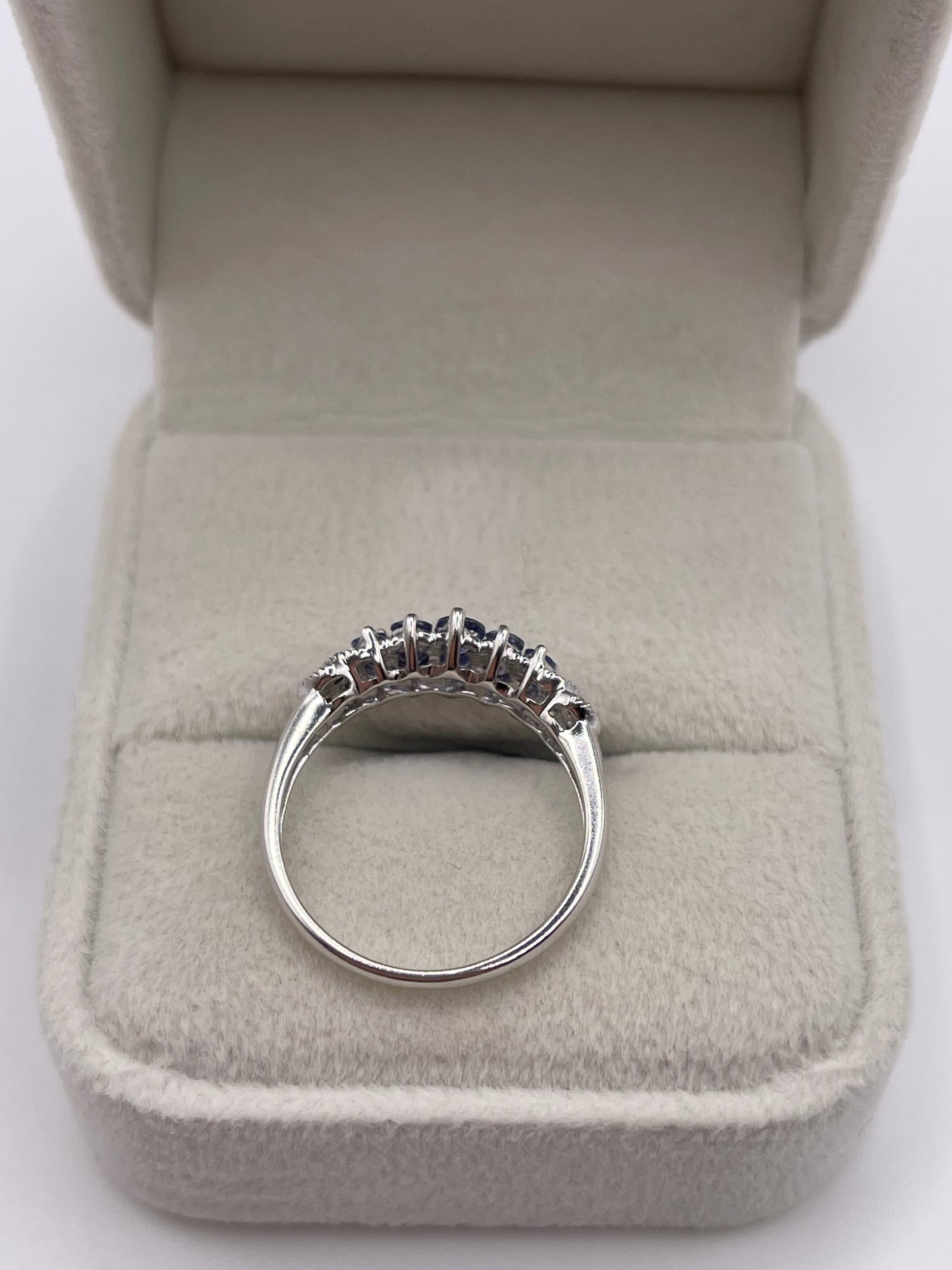 9ct white gold tanzanite and diamond ring