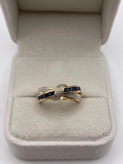 9ct gold sapphire and diamond ring