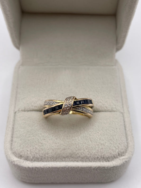 9ct gold sapphire and diamond ring