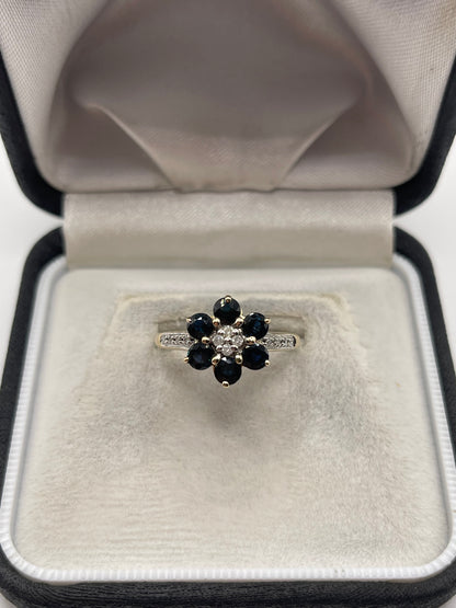 9ct gold sapphire and diamond ring