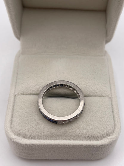 Platinum sapphire and diamond full eternity ring