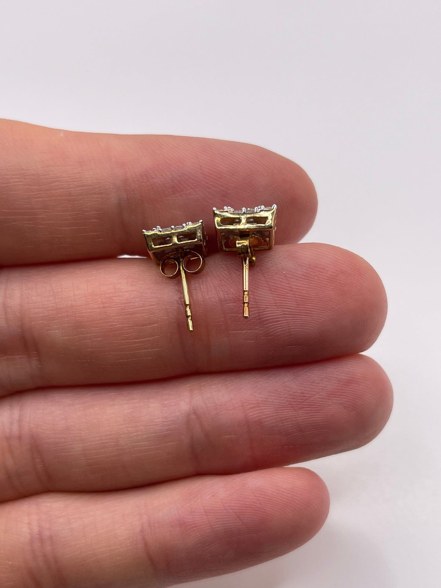 9ct gold diamond cluster earrings