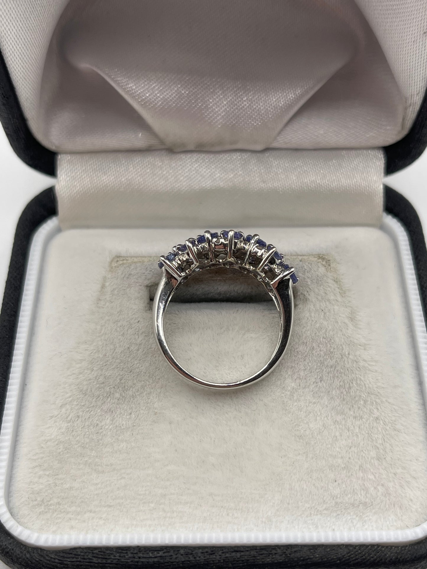 9ct white gold tanzanite and diamond ring