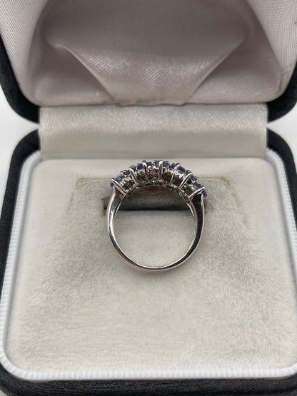 9ct white gold tanzanite and diamond ring