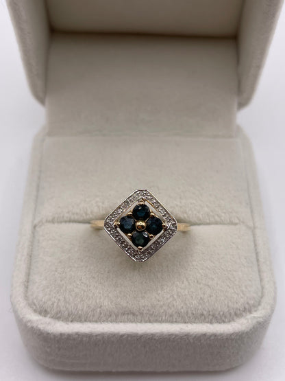 9ct gold sapphire and diamond ring