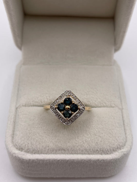 9ct gold sapphire and diamond ring