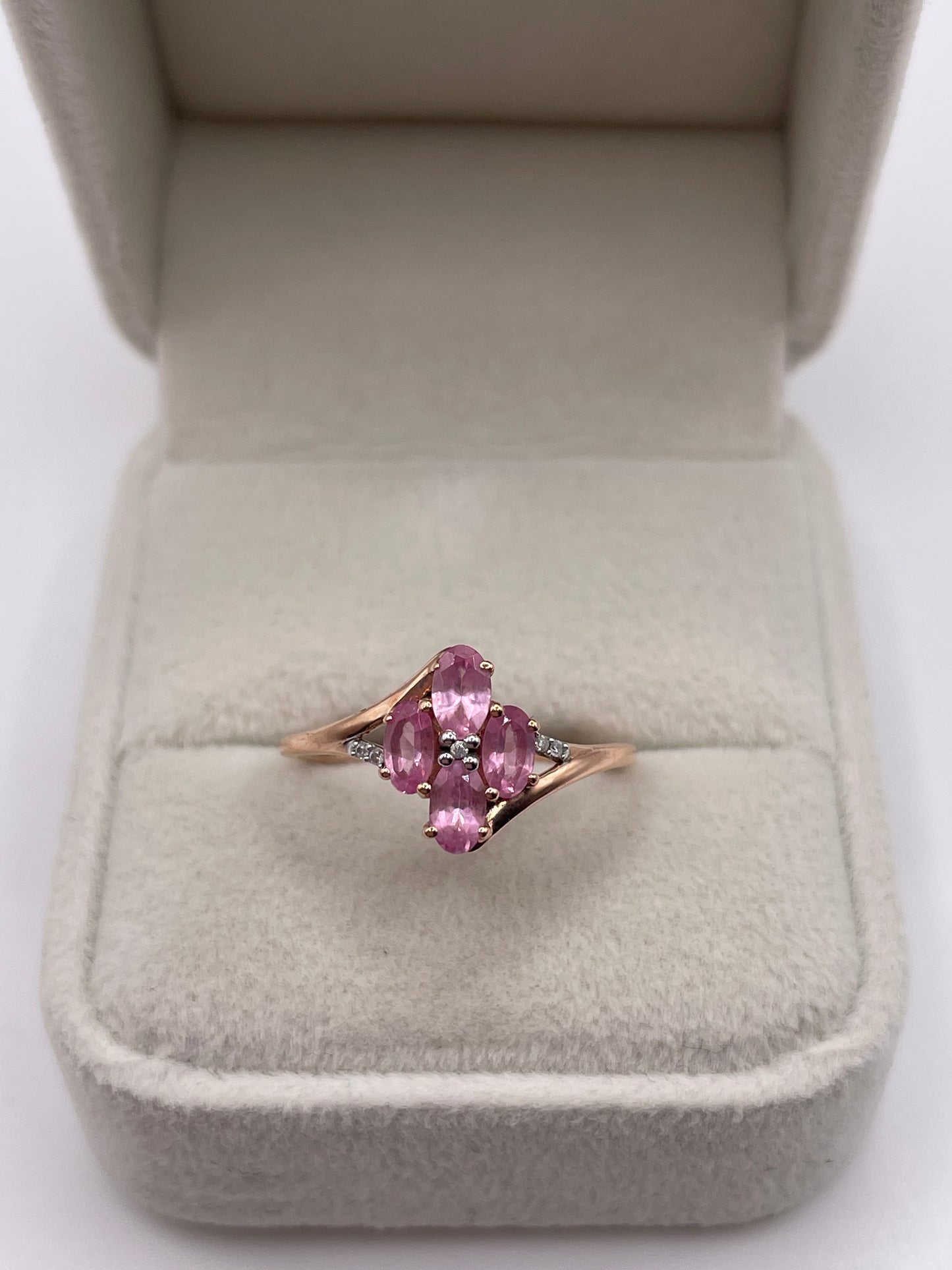 9ct rose gold pink sapphire and diamond ring