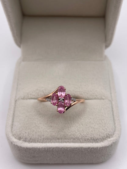 9ct rose gold pink sapphire and diamond ring