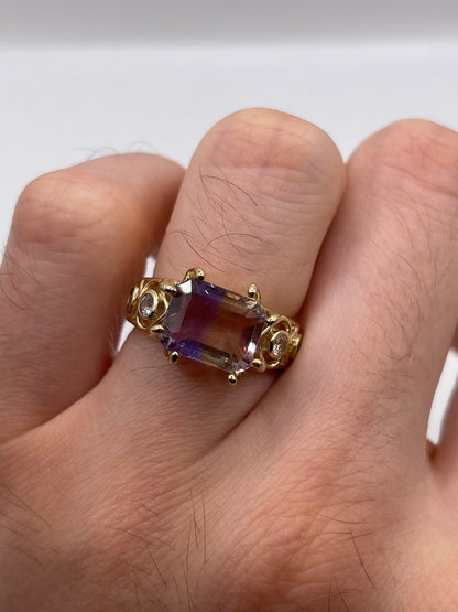 9ct gold ametrine and zircon ring