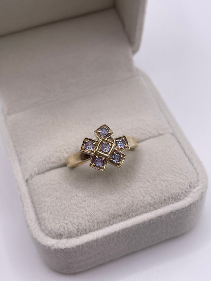 9ct gold tanzanite cluster ring
