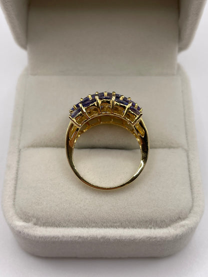 9ct gold tanzanite cluster ring