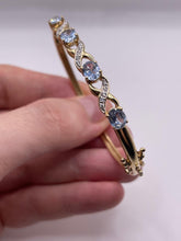 Load image into Gallery viewer, 9ct gold blue topaz and diamond bangle
