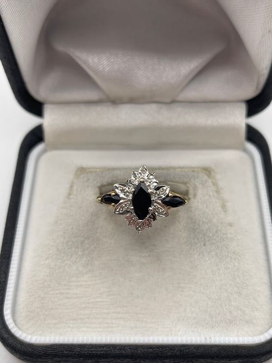 9ct gold sapphire and diamond ring