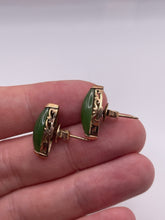 Load image into Gallery viewer, 14ct gold jade earrings
