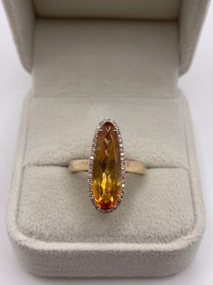 9ct gold citrine and diamond ring