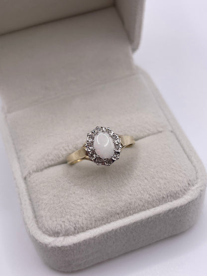 9ct gold opal and diamond ring