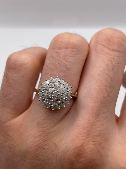 9ct gold 1ct diamond cluster ring